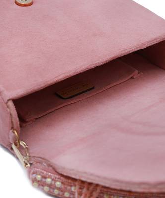 Pink suede bag with handle 4