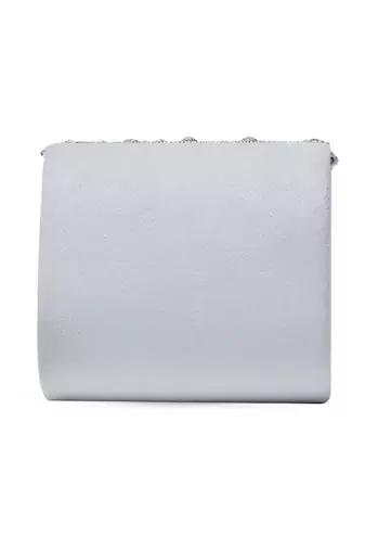 White suede mini bag with embroidered handle