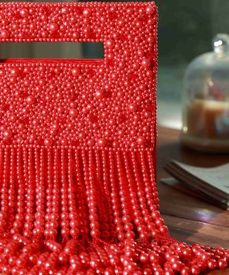 Red suede embellished flap over clutch bag 2
