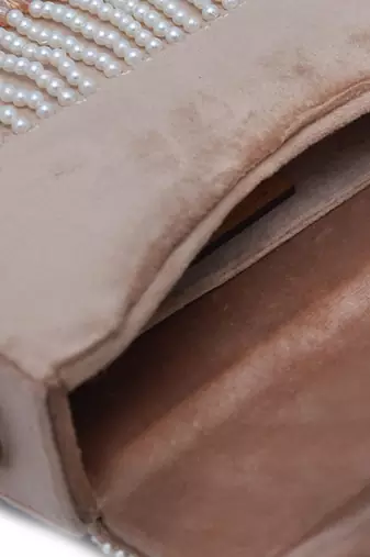 Suede beige flap over bag with handle