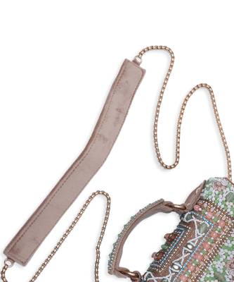 Suede beige flap over bag with handle 5