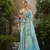 Sky blue tissue hand brush print saree with kalamkari blouse