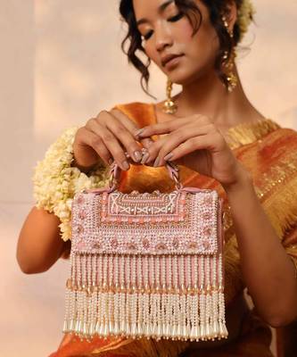 Suede pink flap over bag with handle 2