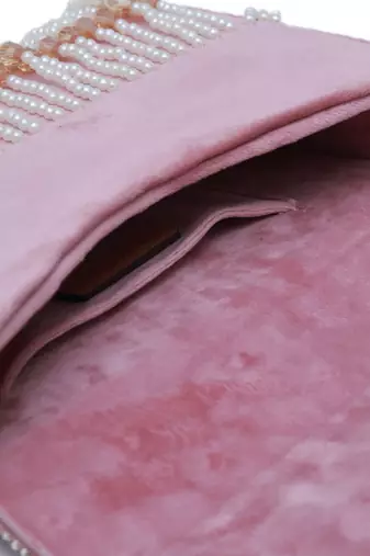 Suede pink flap over bag with handle