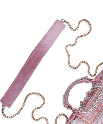 Suede pink flap over bag with handle 5