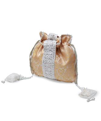 Yellow silk potli bag with handle 3