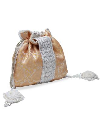 Yellow silk potli bag with handle 4
