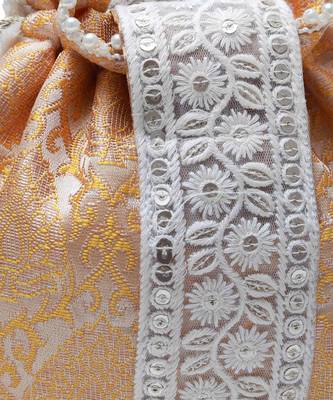 Yellow silk potli bag with handle 5