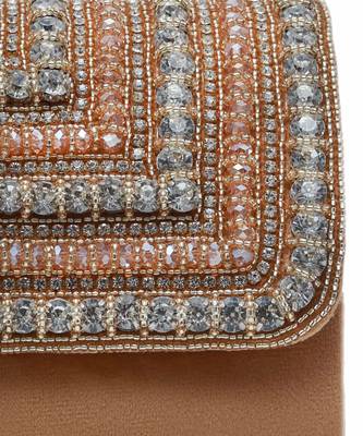Gold suede embellished flap over clutch bag 5