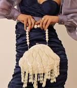 White suede pearl with detachable handle