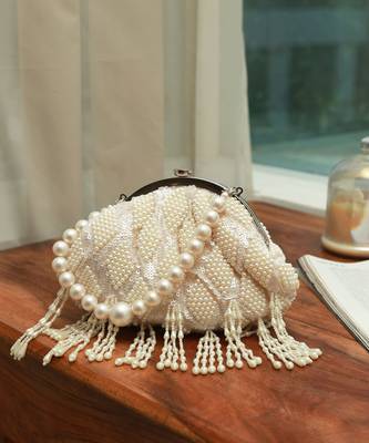 White suede pearl with detachable handle 3