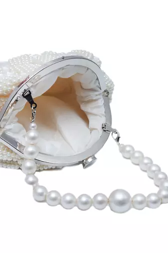 White suede pearl with detachable handle