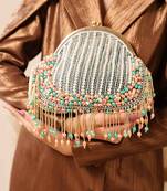 Green suede detachable handle