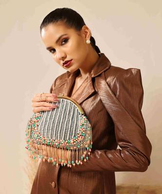 Green suede detachable handle 2