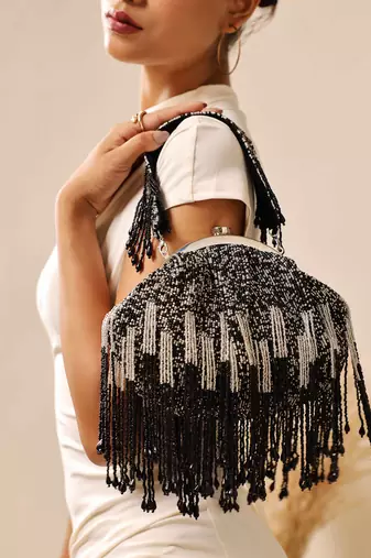 Black suede with detachable handle