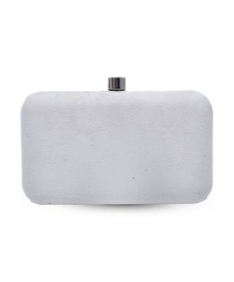 White silk pearly silver embroidered clutch 2