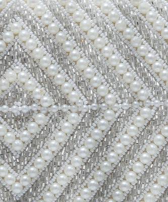 White silk pearly silver embroidered clutch 3