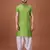 Green Cotton Half Sleeves Pathani Set For Mens