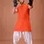 Orange Cotton Half Sleeves Pathani Set For Mens