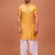 Yellow Cotton Half Sleeves Pathani Set For Mens