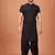 Black Cotton Half Sleeves Pathani Set For Mens