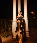 Black silk blend saree with blouse