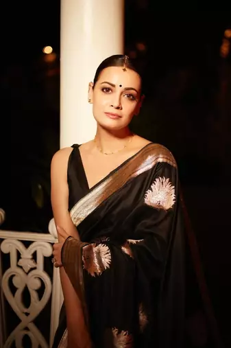 Black silk blend saree with blouse