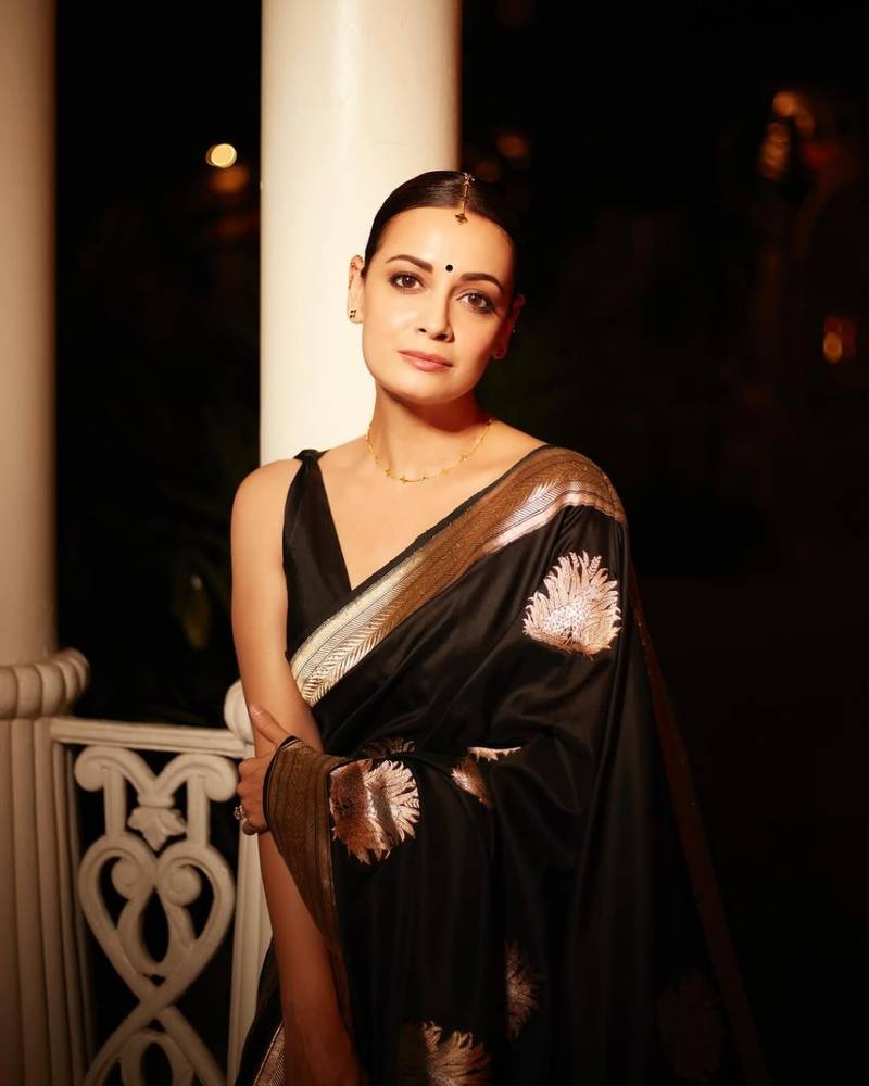 Black silk blend saree with blouse