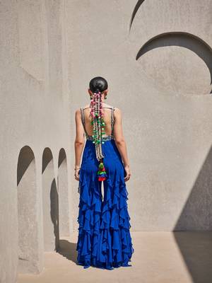 Blue georgette silk embroidered jumpsuit 4