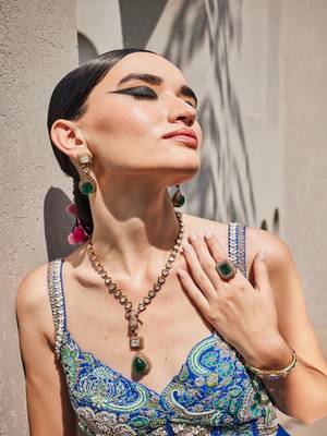 Blue georgette silk embroidered jumpsuit 5