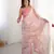Pink printed chinon saree with border