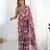 Wine printed chinon saree with border