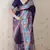 Blue tussar silk blend zari woven printed saree