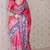 Pink tussar silk blend zari woven printed saree