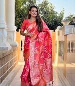 Gajri art banarasi silk meenakari woven saree