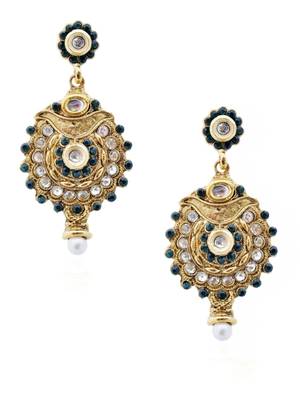 Precise Ornate Green Antique Earrings 1