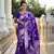 Purple art faux banarasi silk meenakari woven saree