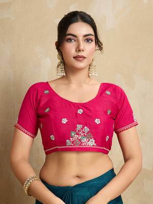 Teal blue embroidery work frendy chiffon saree 5