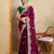 Purple embroidery work frendy chiffon saree
