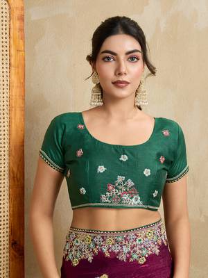 Purple embroidery work frendy chiffon saree 5