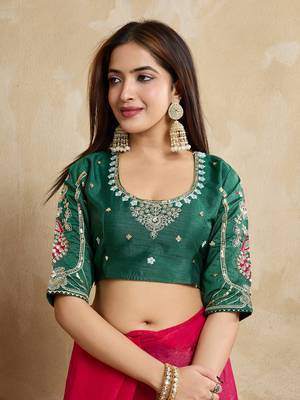 Pink embroidery work frendy chiffon saree 4