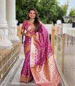 Onion banarasi silk blend meenakari woven saree