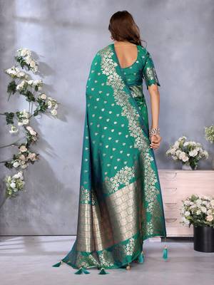 Rama faux banarasi silk blend jacquard weaving saree 2