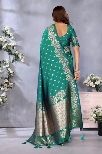 Rama faux banarasi silk blend jacquard weaving saree