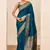 Teal blue dola silk blend woven saree