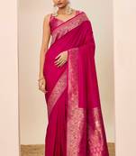 Pink dola silk blend woven saree