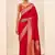 Red dola silk blend woven saree