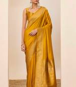 Yellow dola silk blend woven saree