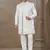 White fancy silk kurta pyjama with jacquard silk modi jacket indo western for mens wear