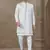 White fancy silk kurta pyjama with jacquard silk modi jacket indo western for mens wear